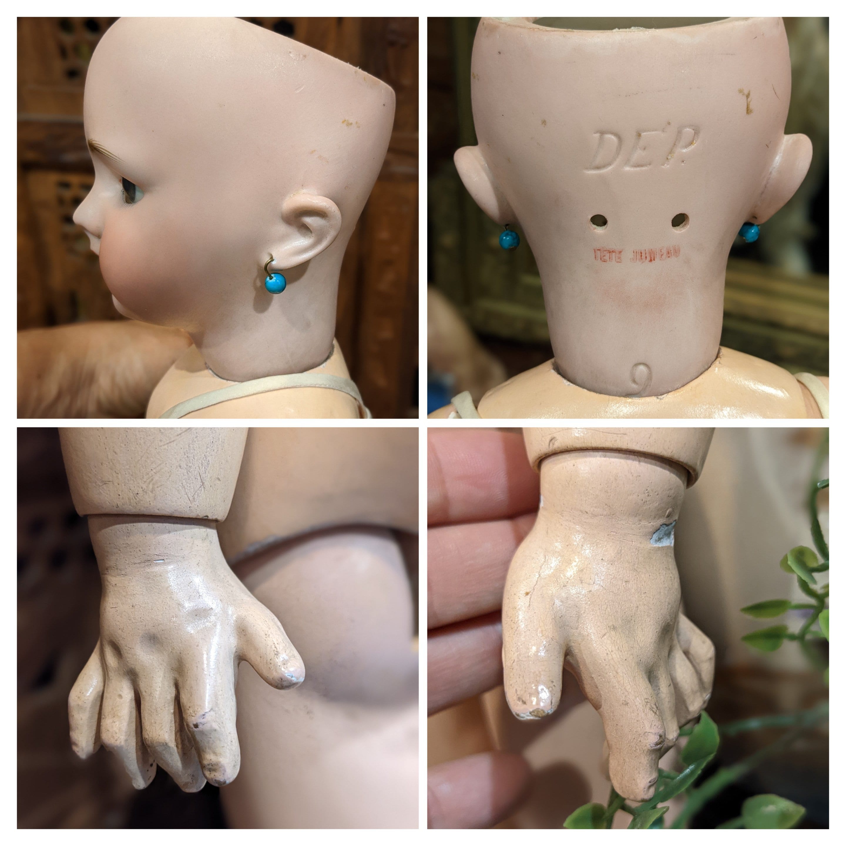 ANCIENNE POUPEE TÊTE Porcelaine Miniature Dep Jumeau Doll EUR 79,00