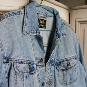 Vintage Lee Riders Sanforized Union Made Washed Denim Jacket, Made in USA