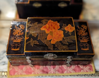 蝶が描かれた大きな中国/日本の漆器箱 - Etsy 日本