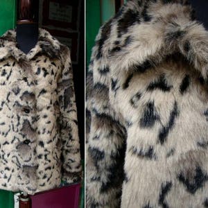 Vintage faux Fur 90s Print // Jacket Faux Fur coat animal print outerwear designer Derhy