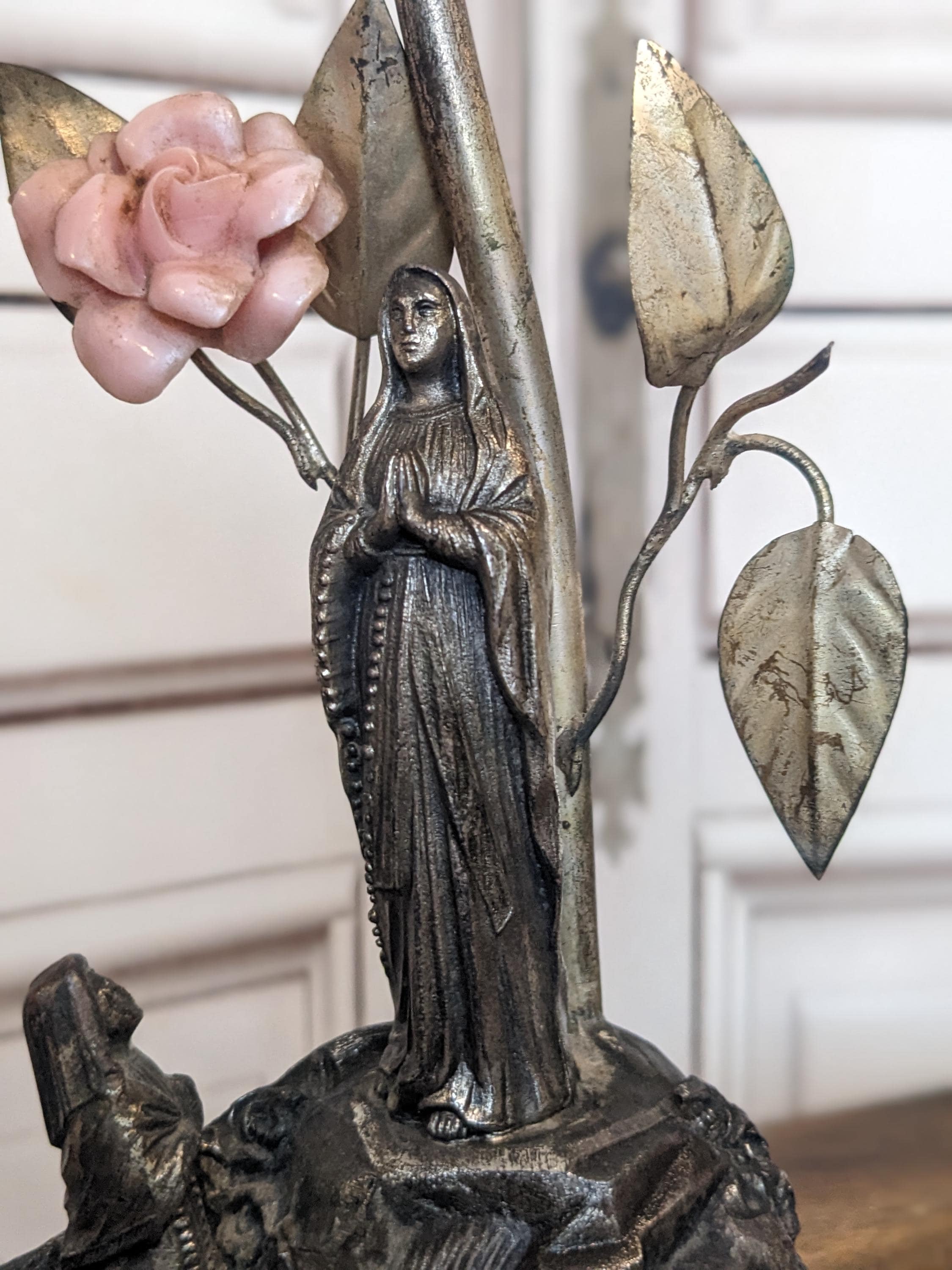 稼働します オルゴール ルルドの聖母 少女ベルナデッタ フランス /K218 送料無料】フランス ルルドの泉 アンティーク オルゴール【聖母