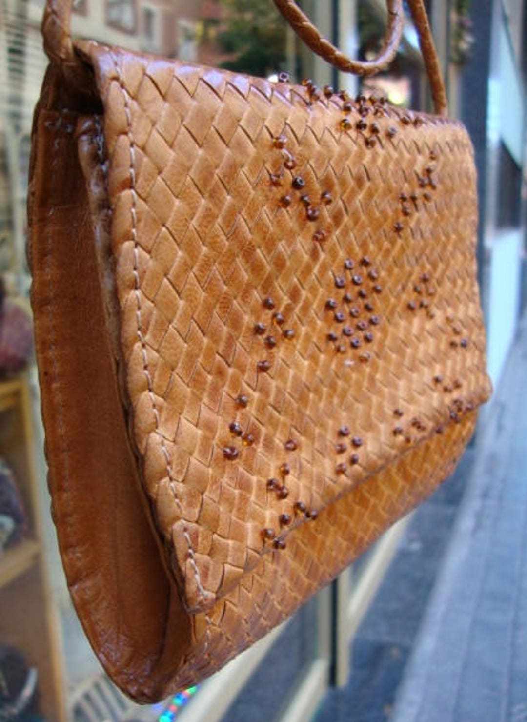 Vintage Leather Mini Bag Designer Brown / Farrutx Bag / Crossbody 