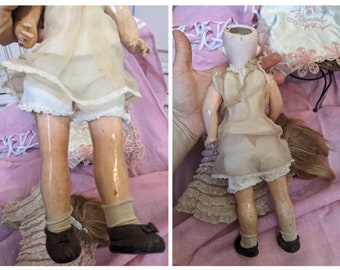 Antique Porcelain Doll With Original Clothes // Mark D 8/0