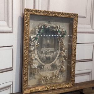 Antique Wardrobe Ornate Gold Frame with Mariee crown // wall display case/ wardrobe/couronne de Mariée // Bridal Gift