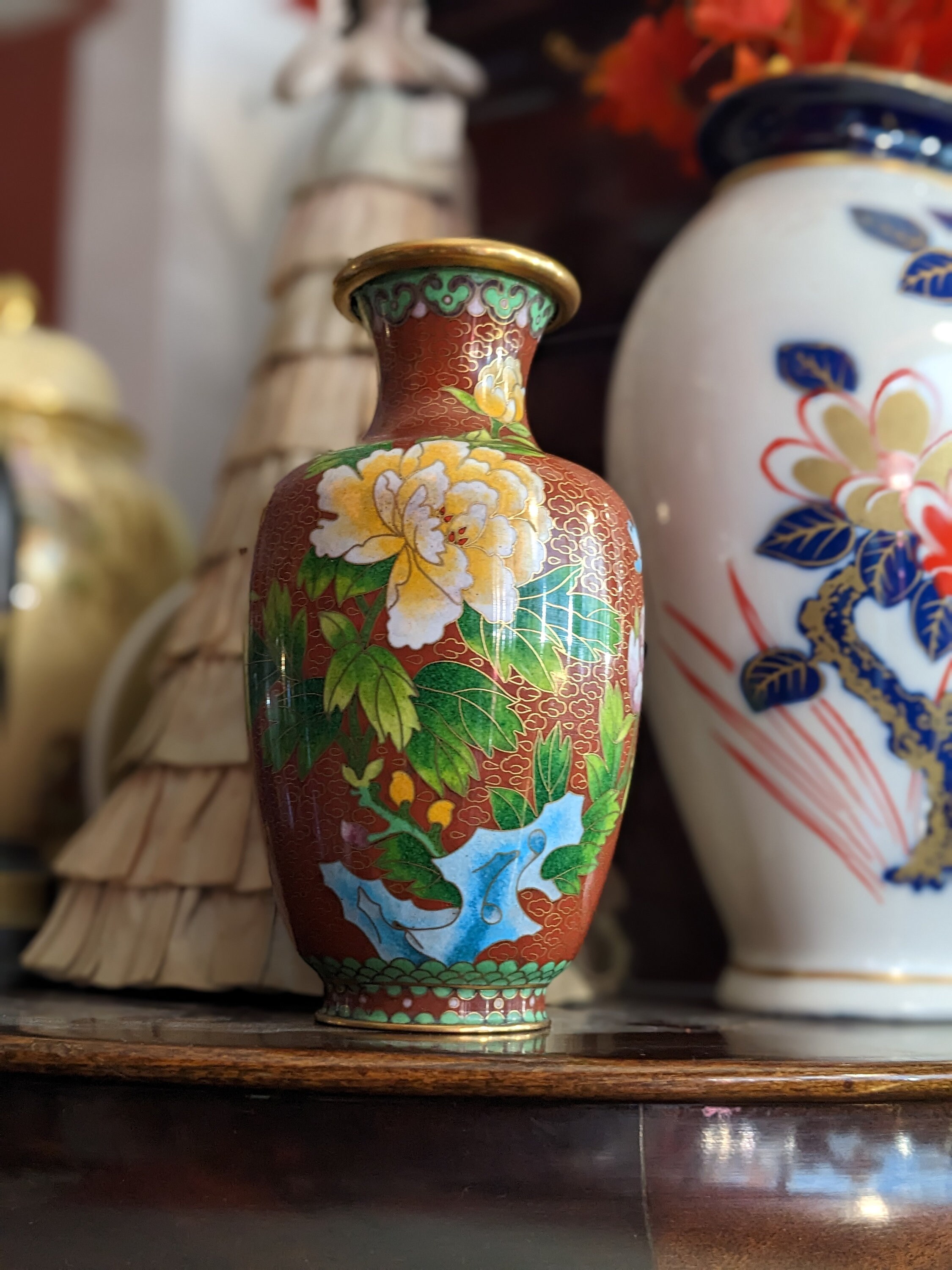 工芸品 woo Vintage Cloisonne Vase Enamel Zi Jin Cheng - China - 1970 - Etsy