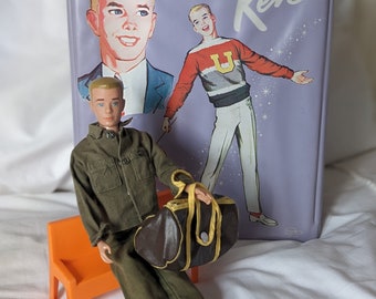 Vintage Ken Doll Lot: Painted Hair Ken, Case & Clothes