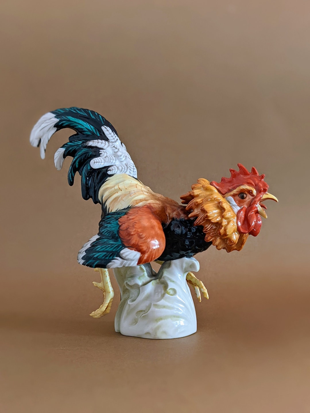 Vintage Rooster Porcelain Agora // Fighting Cock - Etsy