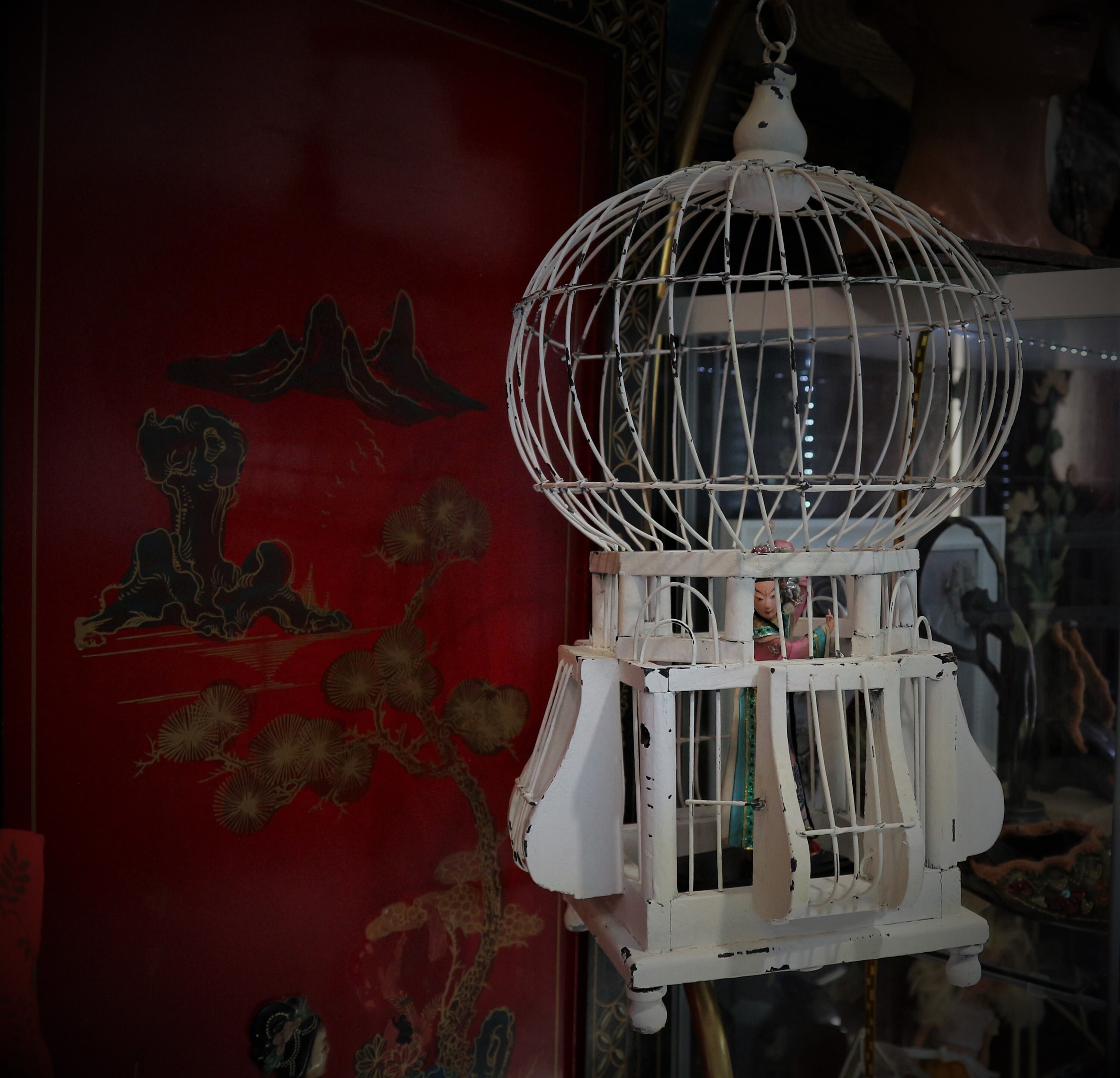 ヴィンテージ チュニジア バードケージ 木製と真鍮製 // ホーム