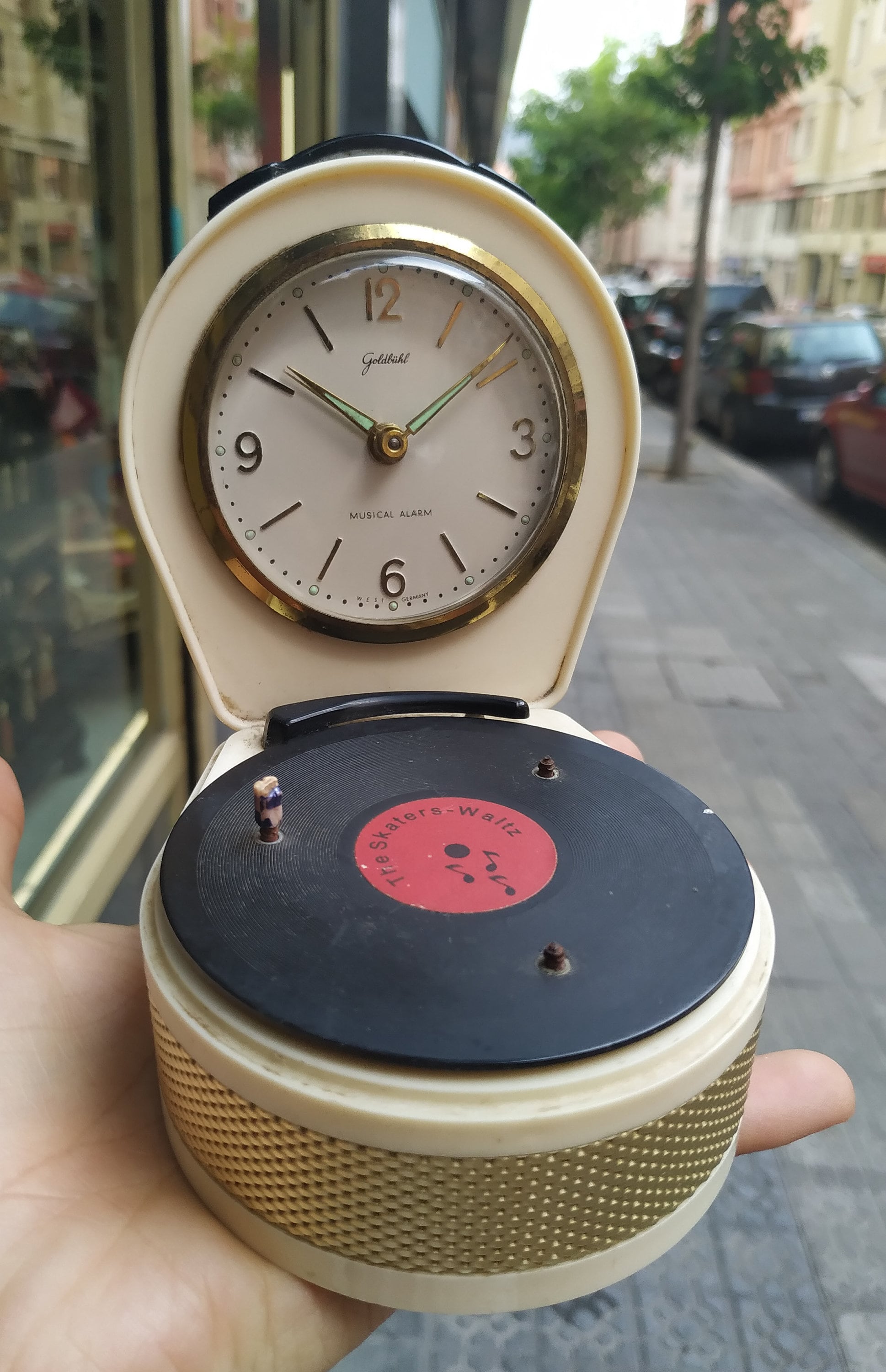 Vintage Goldbuhl Swiss Reuge Dancing Ballerina Music Box // Automaton German Musical Alarm Clock