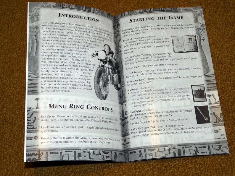 Custom printed Tomb Raider Sega Saturn manual, & case insert see variations below image 5