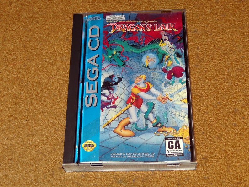 Custom printed Dragon's Lair Sega CD manual, & case insert see variations below image 1