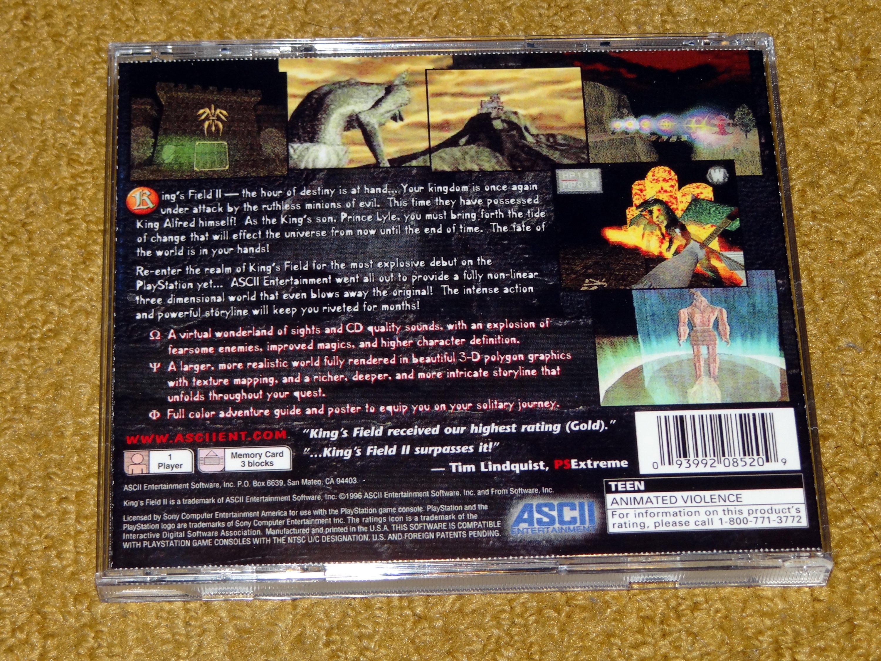 Custom Printed Kings Field II Playstation 1 Manual, Case