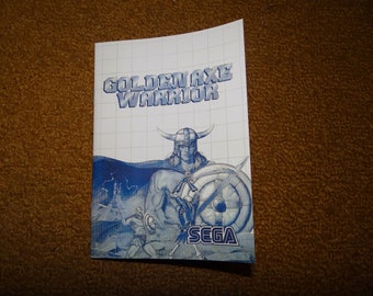 Custom printed Golden Axe Warrior Sega Master System manual (Manual only, no case or game available) - Select &#39;man, ins & case&#39; for Cases