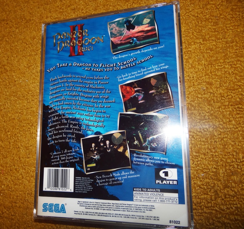 see variations below Sega Saturn manual case /& case insert Custom printed Panzer Dragoon Zwei II