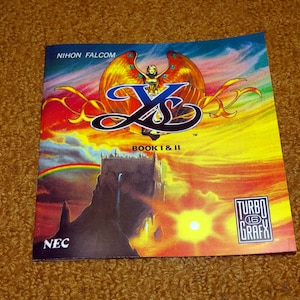 Custom reprinted Turbo Grafx 16 Ys Book I and II manual - no case or game included.
