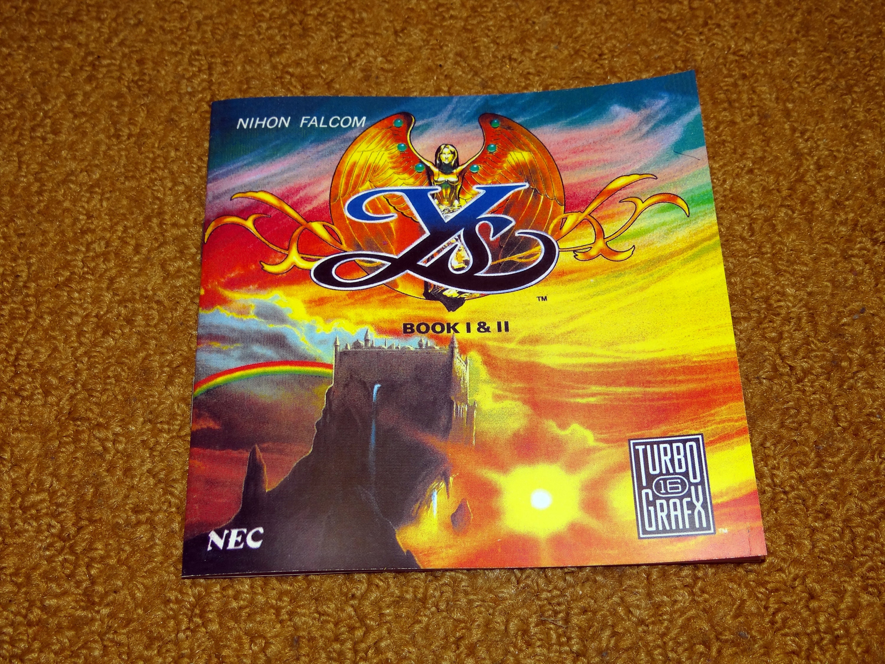 Custom Reprinted Turbo Grafx 16 Ys Book I and II Manual - No