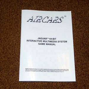 Custom printed Atari Jaguar Air Cars manual