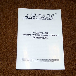 Custom printed Atari Jaguar Air Cars manual image 1