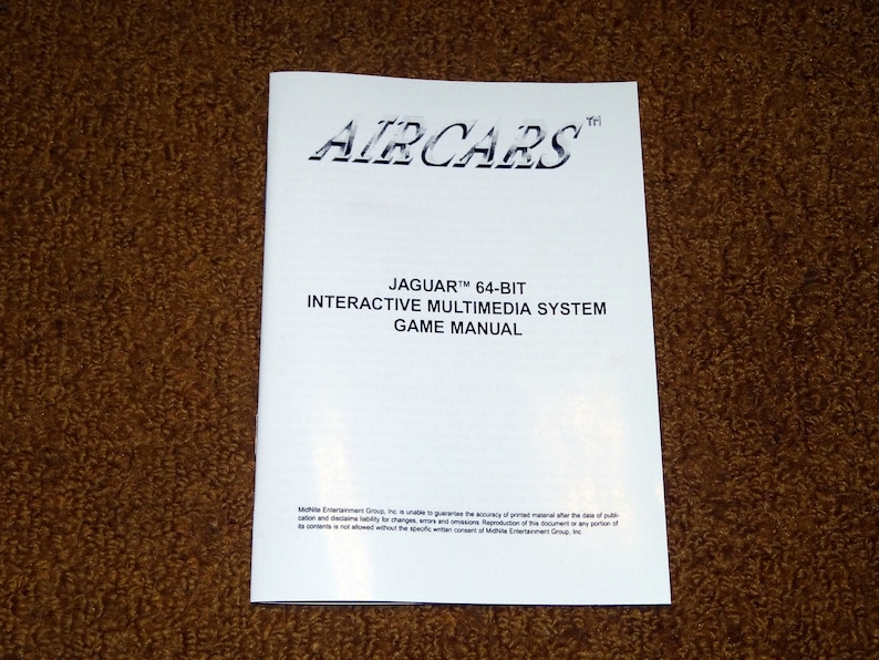 Custom printed Atari Jaguar Air Cars manual image 1