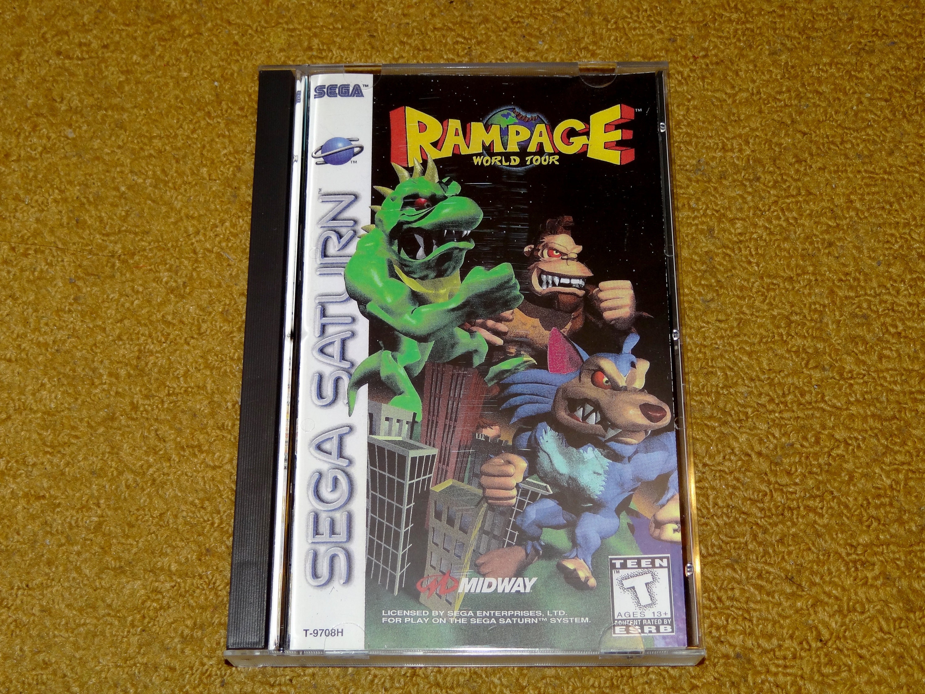 Custom Printed Rampage World Tour Sega Saturn Manual, & Case