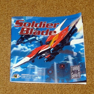 Custom reprinted Turbo Grafx 16 Soldier Blade manual - No case or game included.