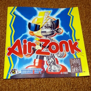 Custom reprinted Turbo Grafx 16 Air Zonk manual - no game or case included.