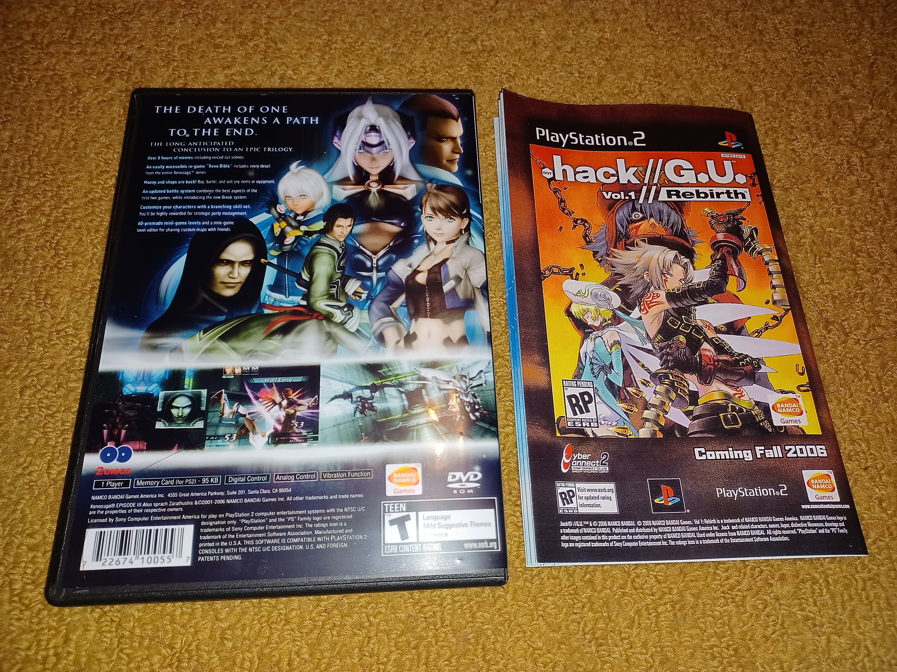Custom Printed Xenosaga III Play Station 2 Manual, Case