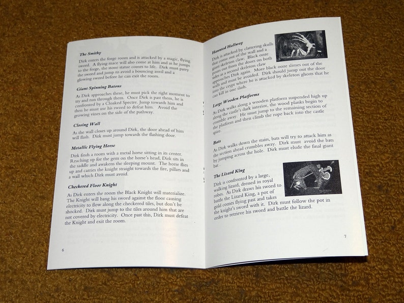 Manuel imprimé personnalisé sur CD Dragon's Lair Sega et insert dans le boîtier voir les variantes ci-dessous image 4
