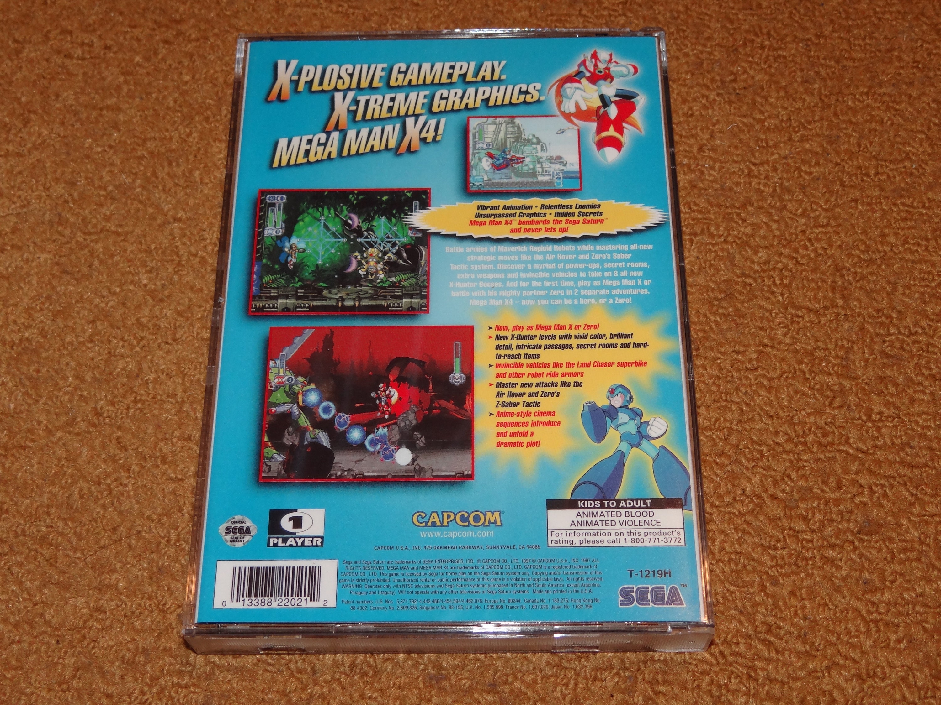 Custom Printed Mega Man X4 Sega Saturn Reprinted Manual, & Case