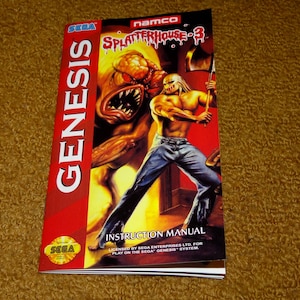 Custom printed Sega Genesis Splatterhouse 3 manual