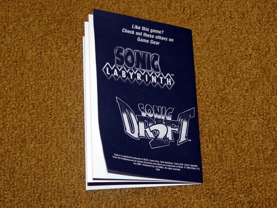 Custom Printed Game Gear Tails Adventure Manual ONLY - Etsy