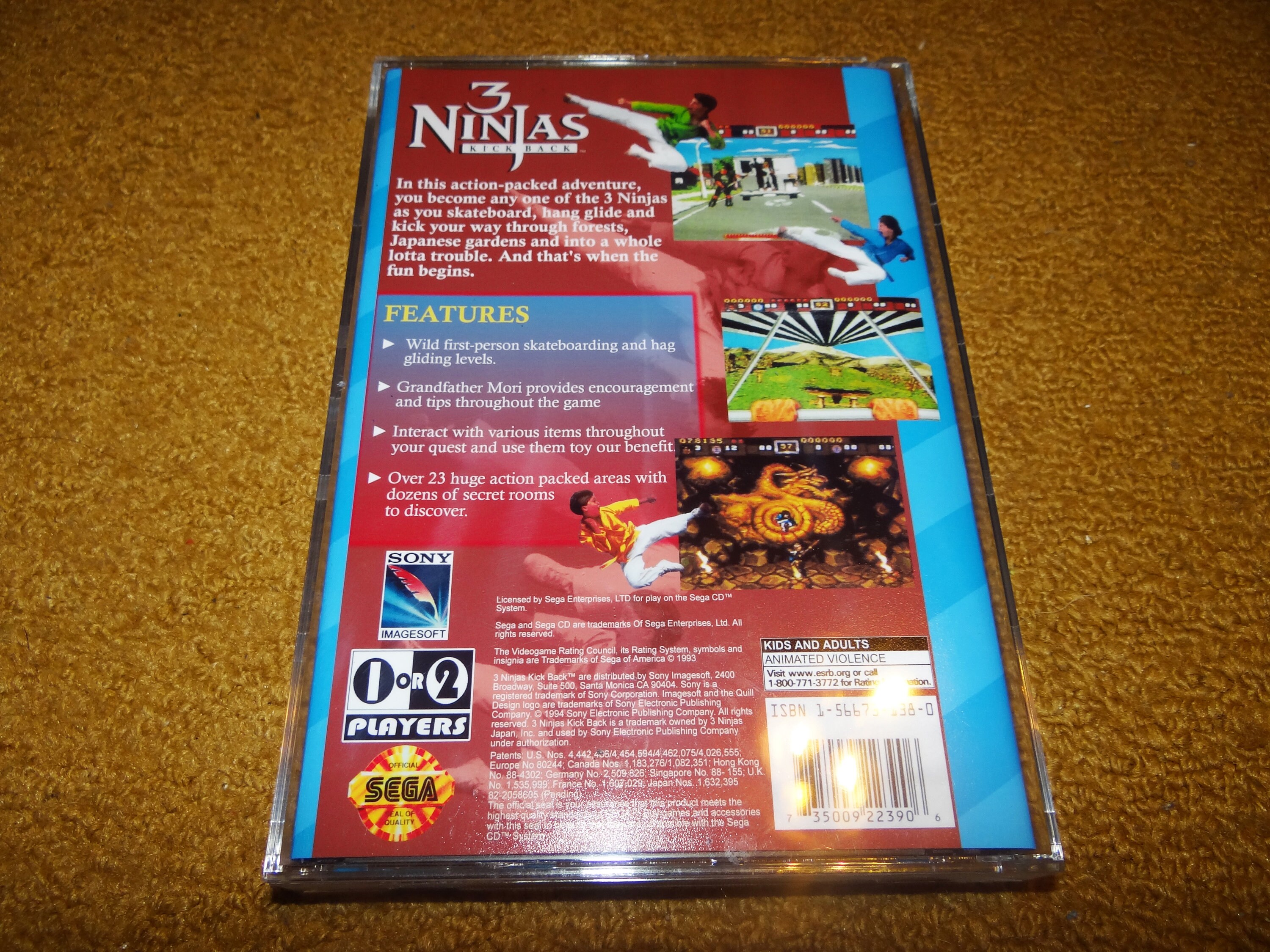 Custom Printed 3 Ninjas Sega CD Manual, & Case Insert (see