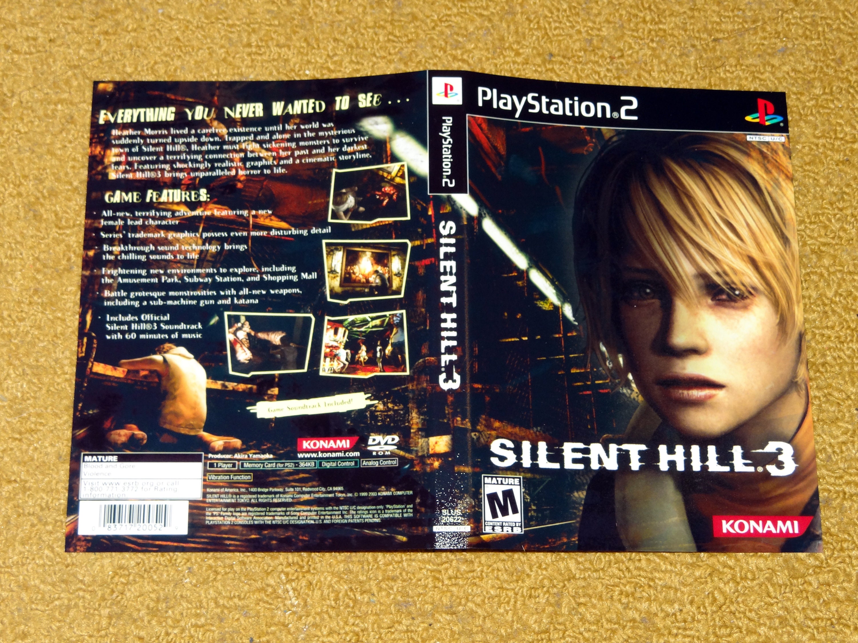 Custom Printed Silent Hill 3 Playstation 2 Manual Case & Case 