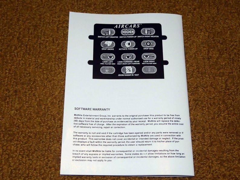 Custom printed Atari Jaguar Air Cars manual image 4