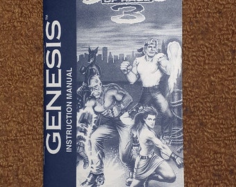 Custom Printed Sega Genesis Streets of Rage 3 manual (see options for plain or glossy paper)