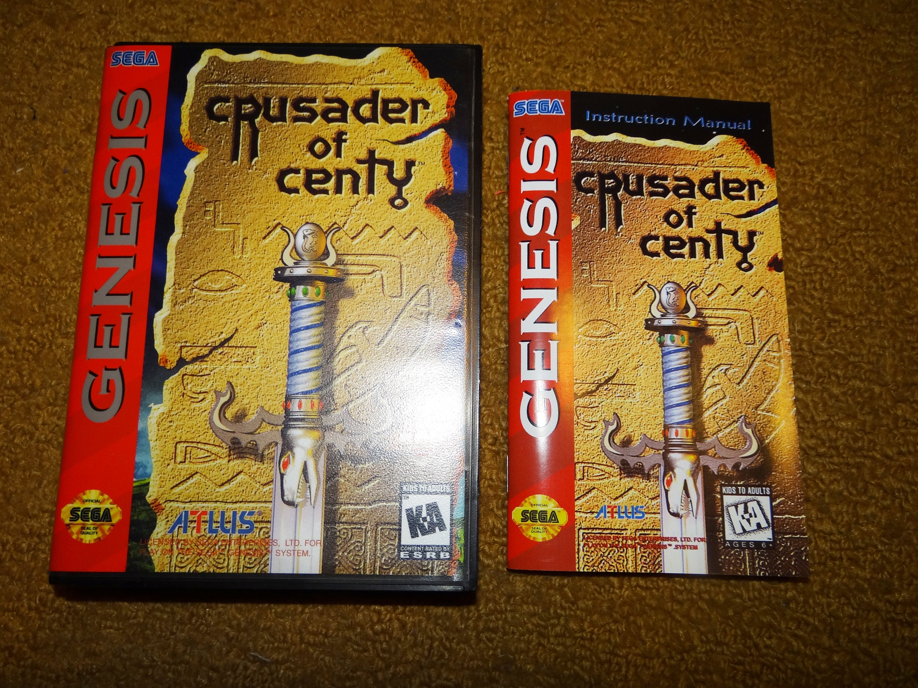 Custom Printed Sega Genesis Crusader of Centy Manual and Case Art