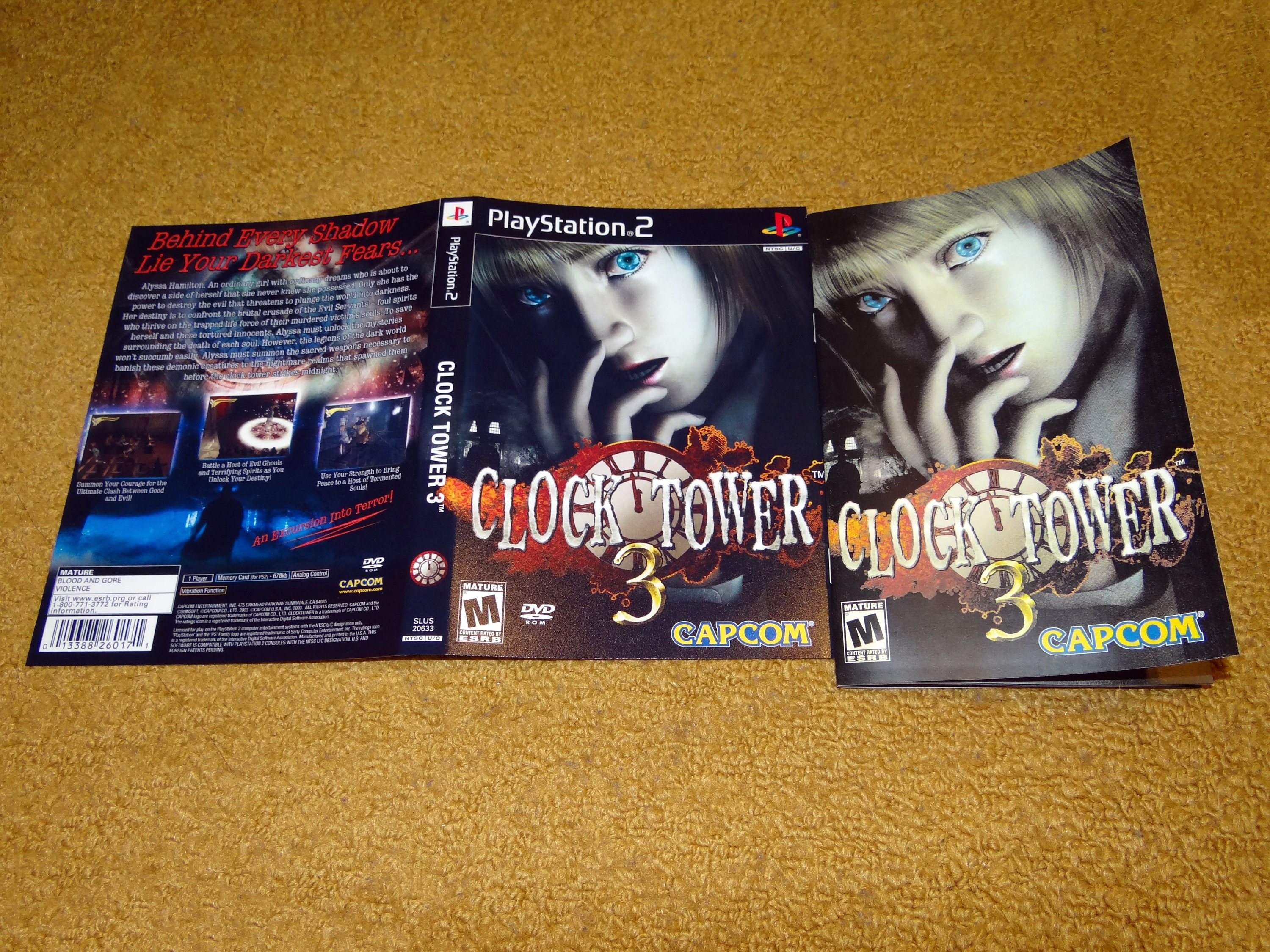 Custom Printed Clocktower 3 Playstation 2 Manual, Case and