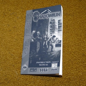 Custom printed Shadowrun Sega Genesis replacement manual (game not included)