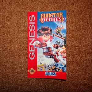 Custom printed Sega Genesis Gunstar Heroes manual