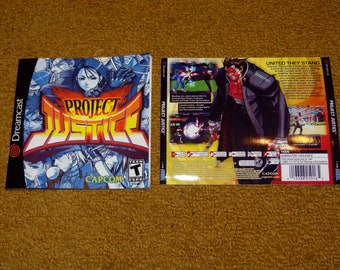 Custom printed Sega Dreamcast Project Justice manual and jewel case insert  - see variations