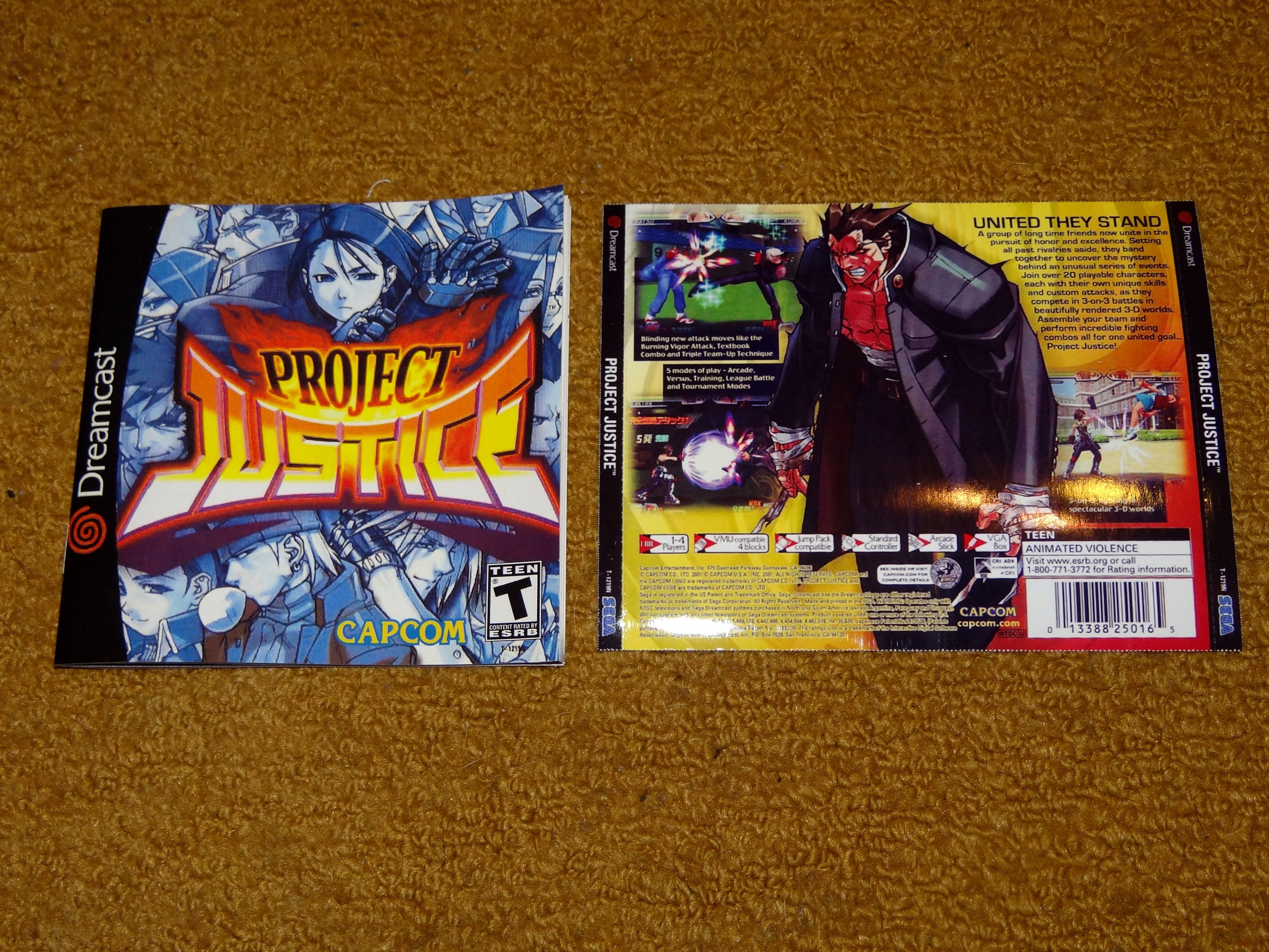 Custom Printed Sega Dreamcast Project Justice Manual and Jewel