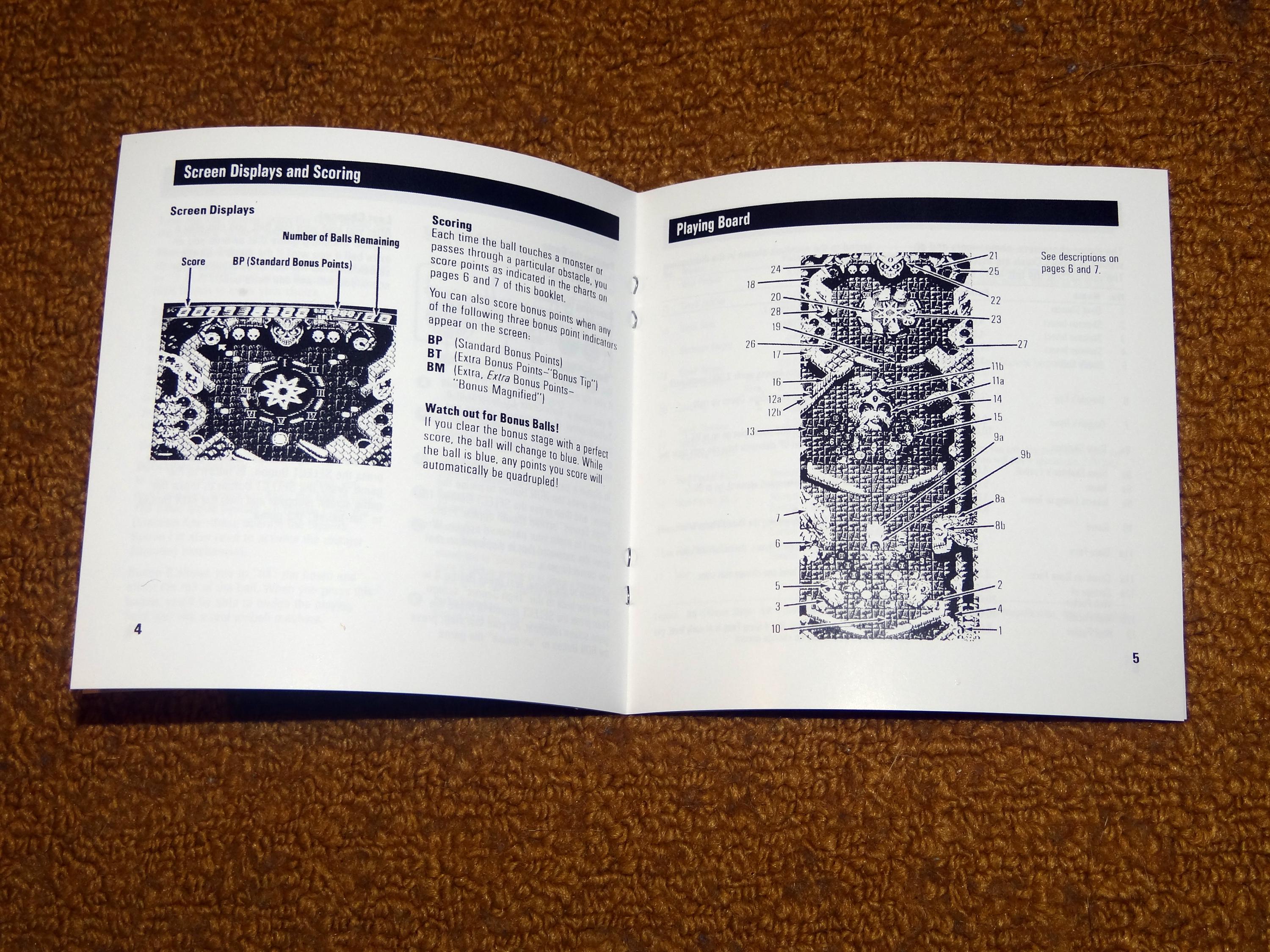 Custom Reprinted Turbo Grafx 16 Devil's Crush Manual - No Case or