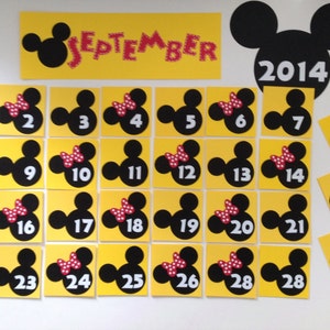 Kindergarten Preschool Disney 2024/ 2025 Calendar ONLY Chart Cards Mickey & Minnie Mouse