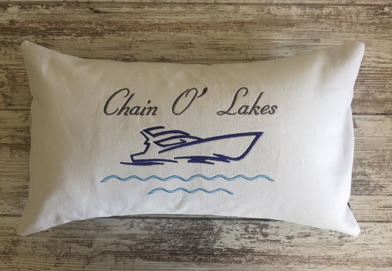 Personalize Nautical Pillow Nautical Embroidery Design Nautical Pillow Covers Boat Gift Nautical Life Lake house Pillow image 2