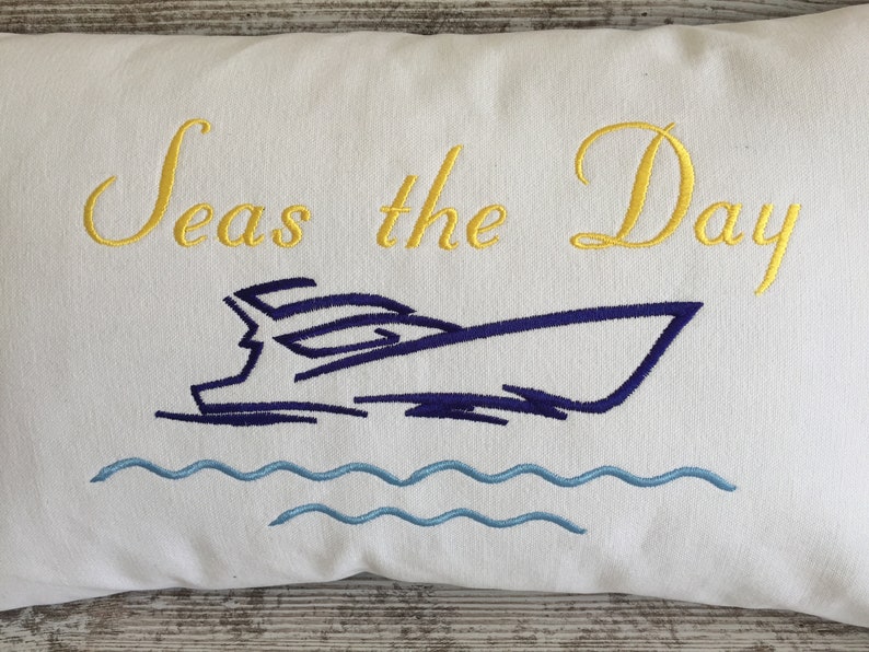 Personalize Nautical Pillow Nautical Embroidery Design Nautical Pillow Covers Boat Gift Nautical Life Lake house Pillow image 5