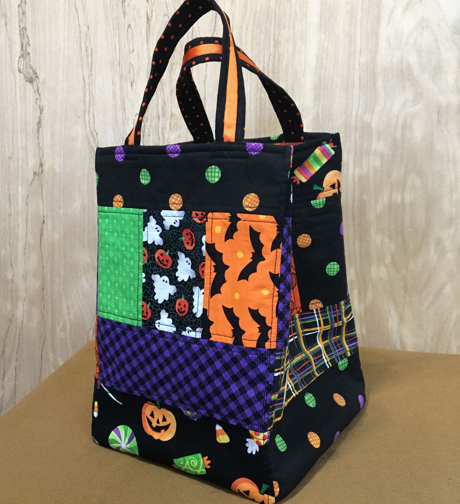 Patchwork Trick or Treat Bag Cute Quilted Halloween Tote - Etsy