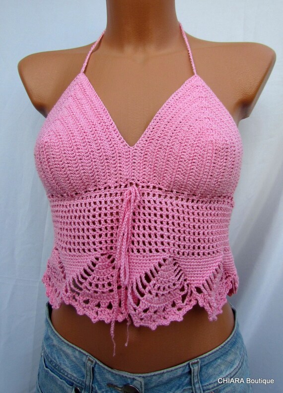beach crochet top top bra hippie top Crochet top,aqua halter top festival top