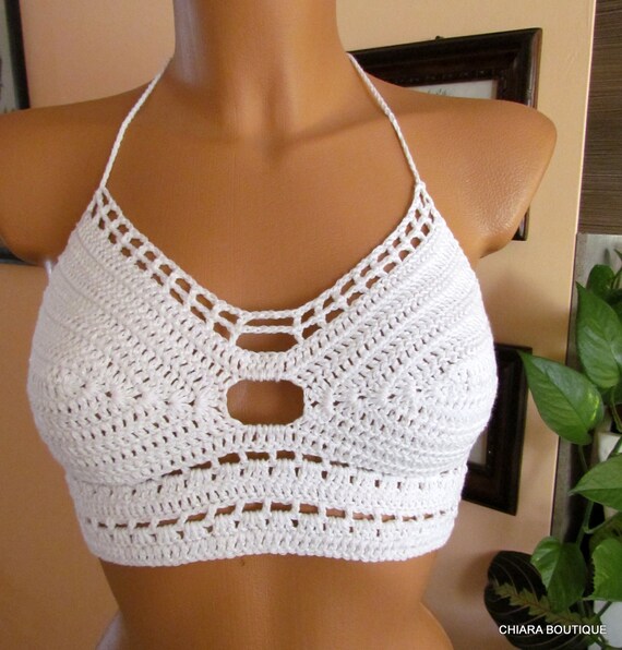 Crochet Bralette Top, Crochet Halter Top, Festival Crop Top