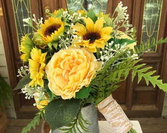 Sunflower Bouquet, Bride Bouquet, Summer Wedding, Rustic Wedding, Silk Flower Bouquet, Outdoor Wedding, Barn Wedding, Boho Wedding