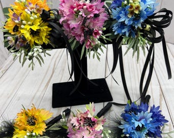 Wrist Corsage Boutonniere Set - Choice of Color:  Prom, Wedding, Homecoming